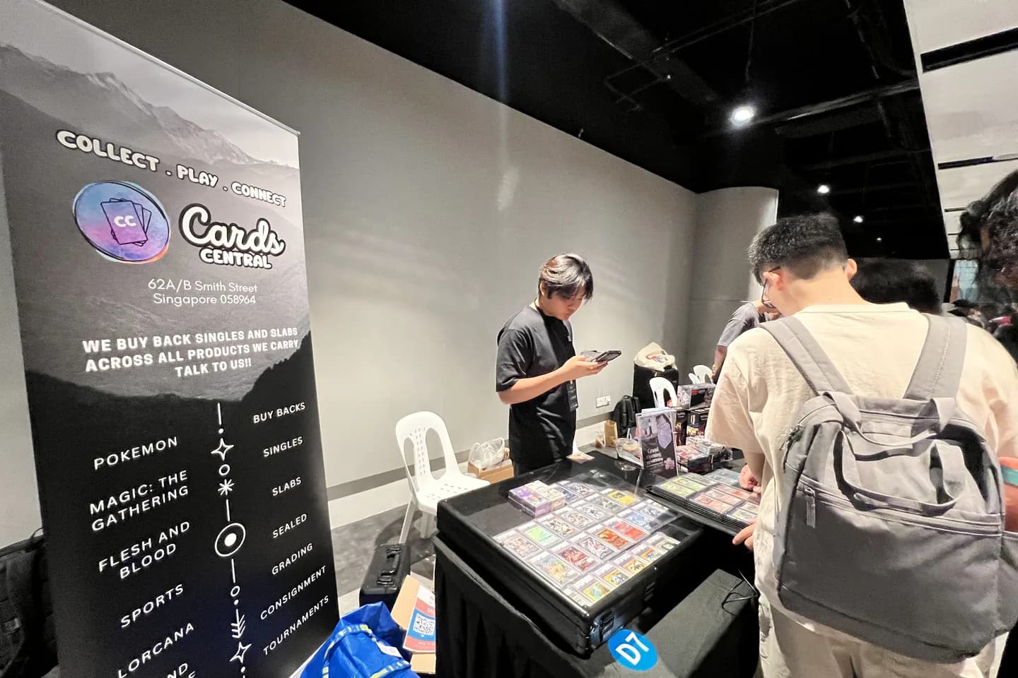 Cards Central booth setup at an event.